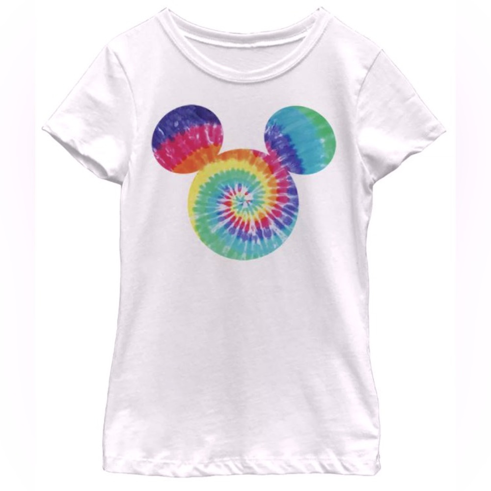 Girl's Disney Mickey Mouse Tie-Dye Silhouette T-Shirt - Size L